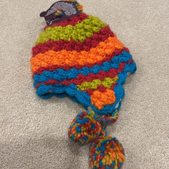 GIRLS RAINBOW KNIT BEANIE - Picture 2 of 2